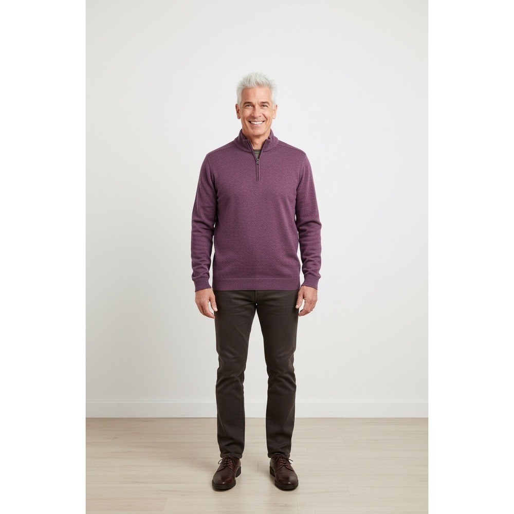 Tasso‎ Elba Men's Red Velvet Geometric 1/4 Zip Pullover Sweater, Size XXL, NWT